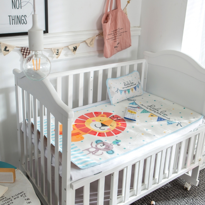 91家纺网 家纺一手货源 找家纺 2024年婴幼儿冰丝席三件套幼儿园专用宝宝凉席夏季透气午睡席