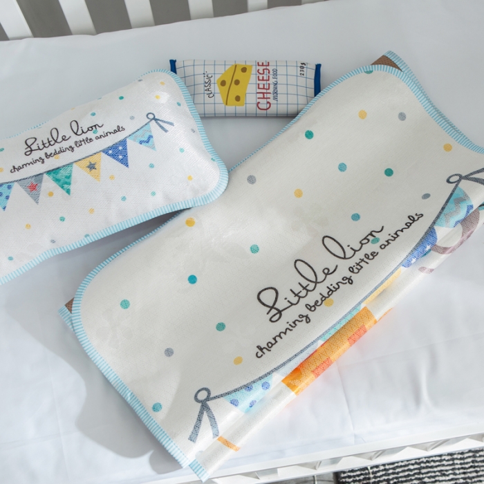 91家纺网 家纺一手货源 找家纺 2024年婴幼儿冰丝席三件套幼儿园专用宝宝凉席夏季透气午睡席