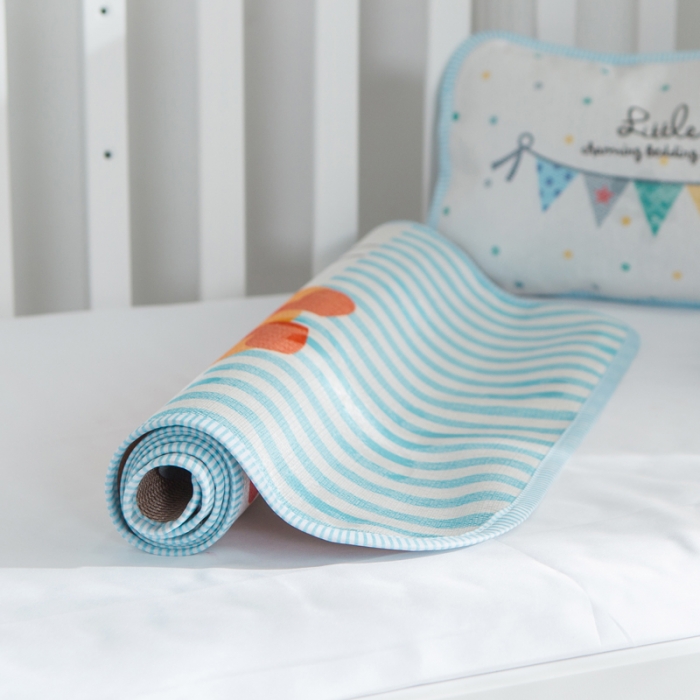 91家纺网 家纺一手货源 找家纺 2024年婴幼儿冰丝席三件套幼儿园专用宝宝凉席夏季透气午睡席