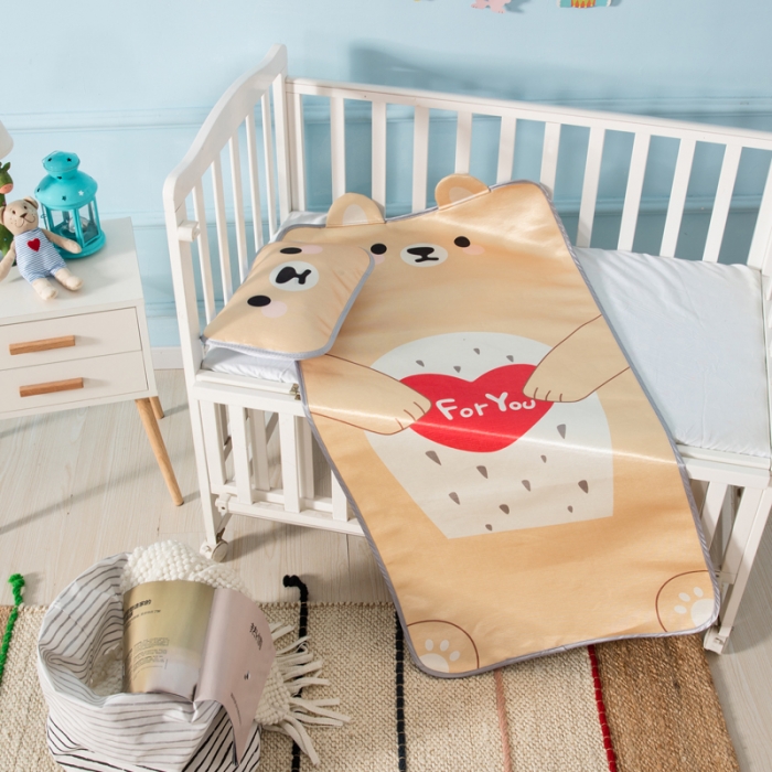 91家纺网 家纺一手货源 找家纺 2024年婴幼儿立体冰丝席三件套幼儿园专用宝宝凉席透气午睡席