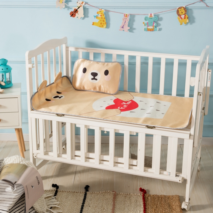 91家纺网 家纺一手货源 找家纺 2024年婴幼儿立体冰丝席三件套幼儿园专用宝宝凉席透气午睡席