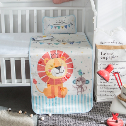 91家纺网 家纺一手货源 找家纺 2024年婴幼儿冰丝席三件套幼儿园专用宝宝凉席夏季透气午睡席