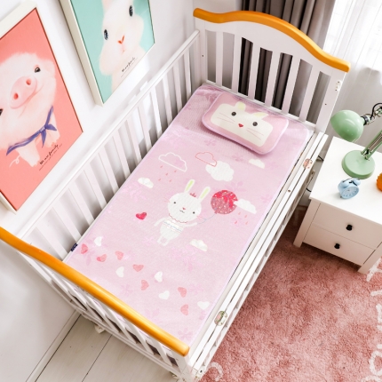 91家纺网 家纺一手货源 找家纺 2024年婴幼儿冰丝席三件套幼儿园专用宝宝凉席夏季透气午睡席