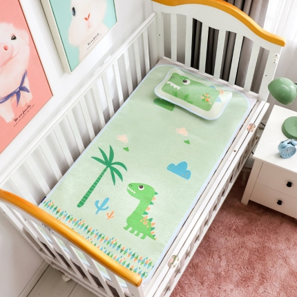 91家纺网 家纺一手货源 找家纺 2024年婴幼儿冰丝席三件套幼儿园专用宝宝凉席夏季透气午睡席