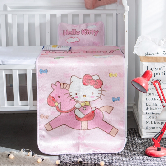 91家纺网 家纺一手货源 找家纺 2024年婴幼儿冰丝席三件套幼儿园专用宝宝凉席夏季透气午睡席