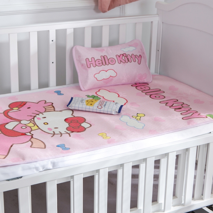 91家纺网 家纺一手货源 找家纺 2024年婴幼儿冰丝席三件套幼儿园专用宝宝凉席夏季透气午睡席