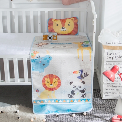 91家纺网 家纺一手货源 找家纺 2024年婴幼儿冰丝席三件套幼儿园专用宝宝凉席夏季透气午睡席