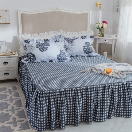 91家纺网 家纺一手货源 找家纺 菊上家纺-2019新品小清新全棉13372蕾丝床裙（总）