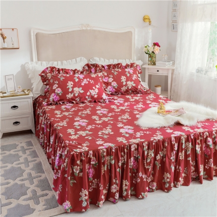 91家纺网 家纺一手货源 找家纺 菊上家纺-2019新品小清新全棉13372蕾丝床裙（总）