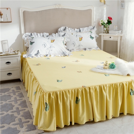 91家纺网 家纺一手货源 找家纺 菊上家纺-2019新品小清新全棉13372蕾丝床裙（总）