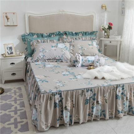 91家纺网 家纺一手货源 找家纺 菊上家纺-2019新品小清新全棉13372蕾丝床裙（总）