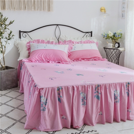 91家纺网 家纺一手货源 找家纺 菊上家纺-2019新品小清新全棉13372蕾丝床裙（总）