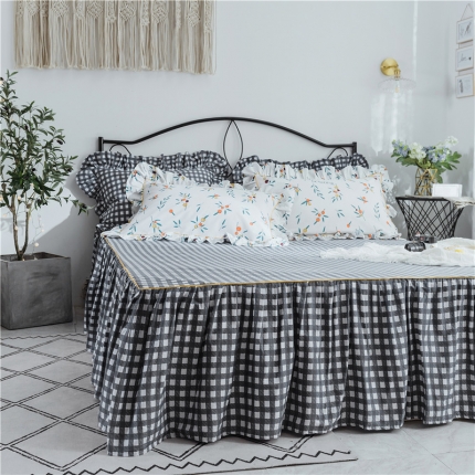 91家纺网 家纺一手货源 找家纺 菊上家纺-2019新品小清新全棉13372蕾丝床裙（总）