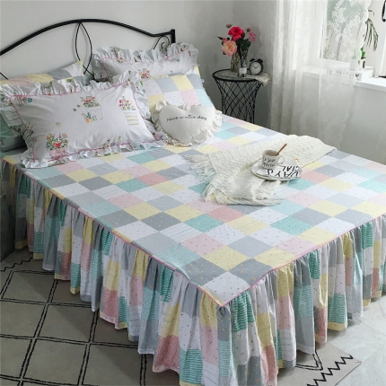 91家纺网 家纺一手货源 找家纺 菊上家纺-2019新品小清新全棉13372蕾丝床裙（总）