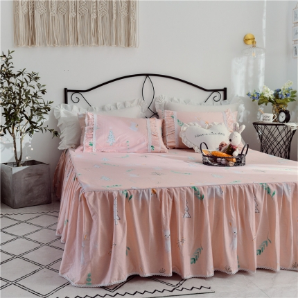 91家纺网 家纺一手货源 找家纺 菊上家纺-2019新品小清新全棉13372蕾丝床裙（总）