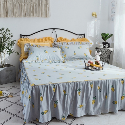 91家纺网 家纺一手货源 找家纺 菊上家纺-2019新品小清新全棉13372蕾丝床裙（总）