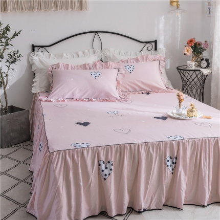 91家纺网 家纺一手货源 找家纺 菊上家纺-2019新品小清新全棉13372蕾丝床裙（总）