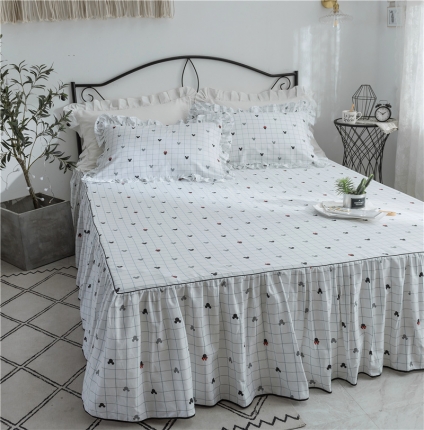 91家纺网 家纺一手货源 找家纺 菊上家纺-2019新品小清新全棉13372蕾丝床裙（总）