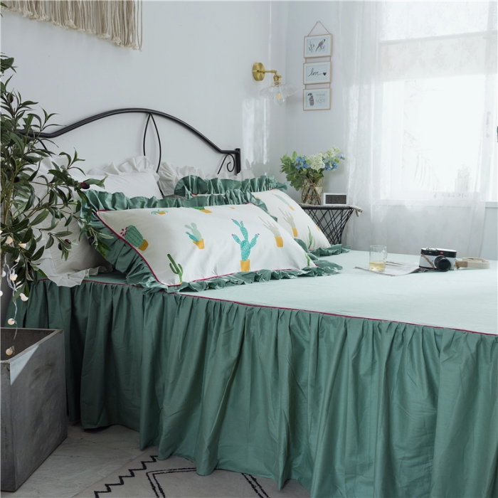 91家纺网 家纺一手货源 找家纺 2019新品小清新全棉13372单品床裙被套枕套