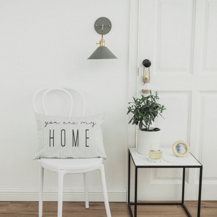 91家纺网 家纺一手货源 找家纺 美茉家居全棉帆布印花靠垫北欧黑白字母纯棉抱枕HOME