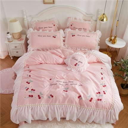 91家纺网 家纺一手货源 找家纺 （总）亲亲公主 新款全棉蕾丝公主风四件套