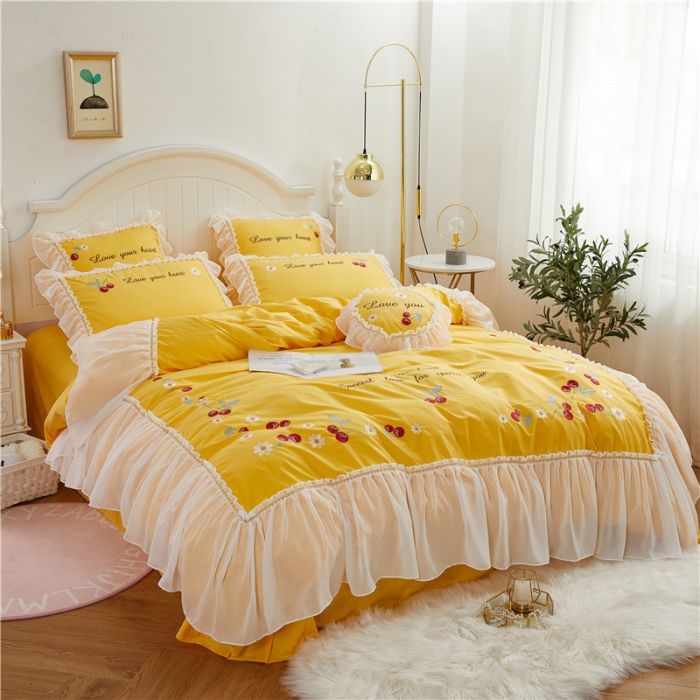 91家纺网 家纺一手货源 找家纺 （总）亲亲公主 新款全棉蕾丝公主风四件套