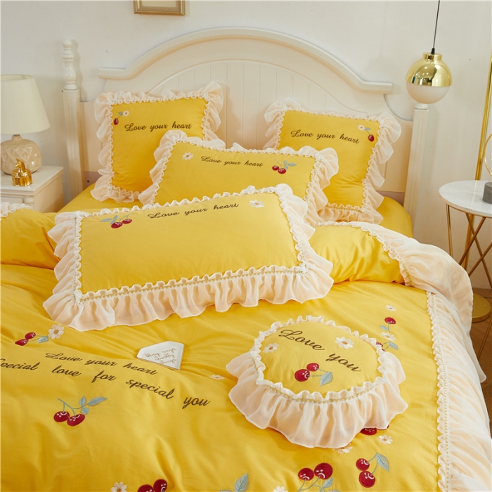 91家纺网 家纺一手货源 找家纺 （总）亲亲公主 新款全棉蕾丝公主风四件套