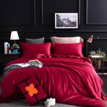 91家纺网 家纺一手货源 找家纺 【DM】100支天丝纯色四件套