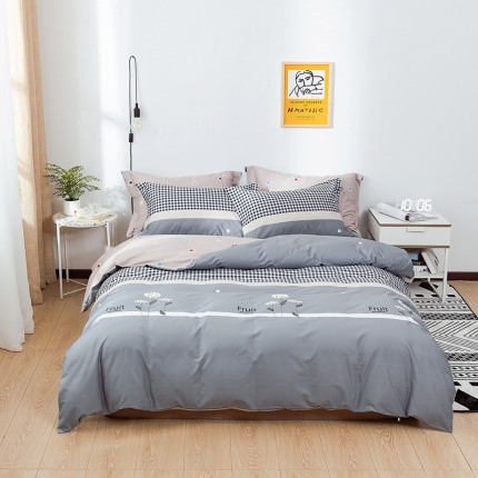 91家纺网 家纺一手货源 找家纺 星期三家纺 13372全棉优质新疆棉四件套（加老板微信有会员价） 密爱-灰