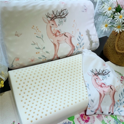 91家纺网 家纺一手货源 找家纺 皇家绅士大阪卡通风乳胶枕成人儿童乳胶枕单人乳胶枕精灵鹿