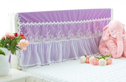 91家纺网 家纺一手货源 找家纺 菊上家纺--全棉蕾丝床头罩防尘罩简约系带款1.2-2米多规格