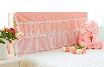 91家纺网 家纺一手货源 找家纺 菊上家纺--全棉蕾丝床头罩防尘罩简约系带款1.2-2米多规格