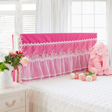 91家纺网 家纺一手货源 找家纺 菊上家纺--全棉蕾丝床头罩防尘罩简约系带款1.2-2米多规格