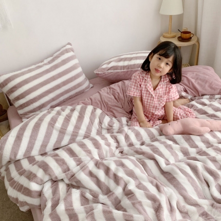 2021水晶绒四件套法莱绒三件套兔兔绒珊瑚绒法兰绒保暖床笠