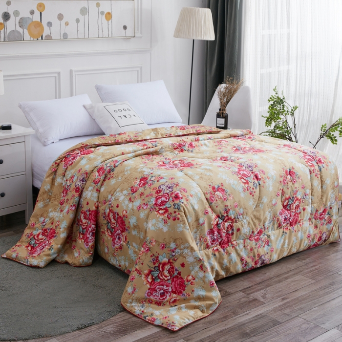 91家纺网 家纺一手货源 找家纺 鑫发家纺 2021新款丝绸印花被 国色天香金