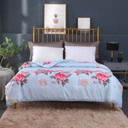 鑫发家纺 2019新款织锦稠被 花香四溢-蓝