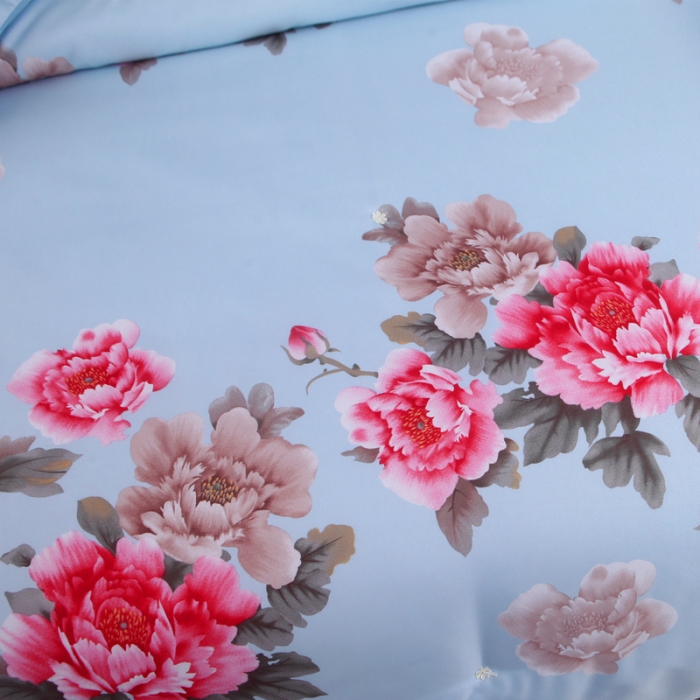 91家纺网 家纺一手货源 找家纺 鑫发家纺 2019新款织锦稠被 花香四溢-蓝