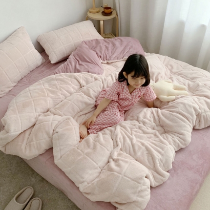 2021水晶绒四件套法莱绒三件套兔兔绒牛奶绒短毛绒法兰绒被套