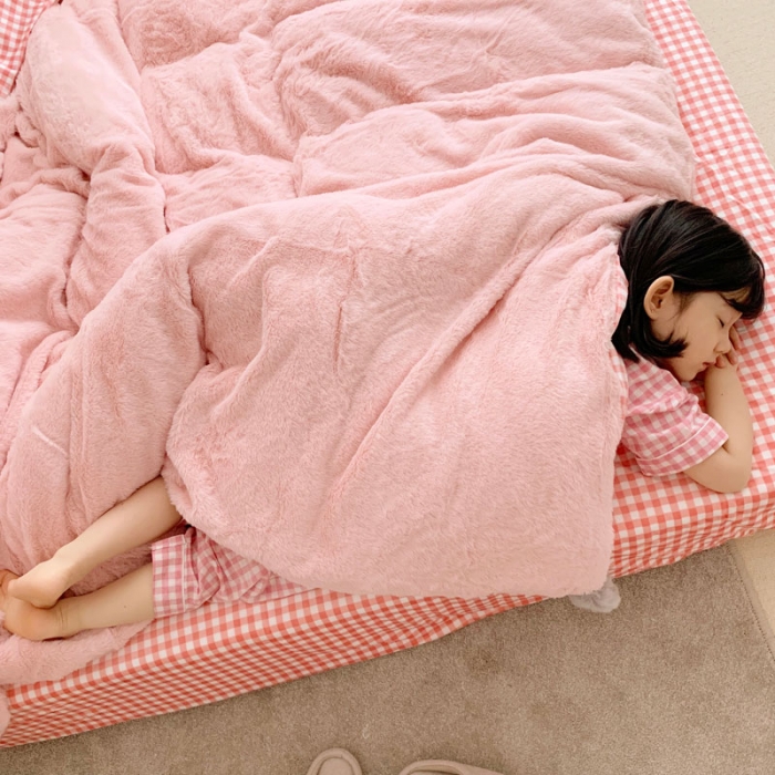 91家纺网 家纺一手货源 找家纺 2021兔兔绒四件套兔兔绒三件套（粉色）