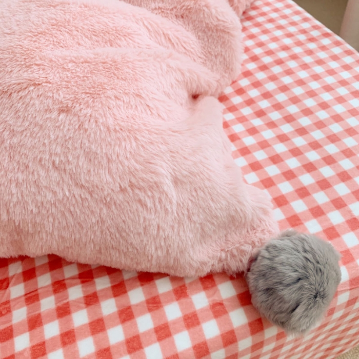 91家纺网 家纺一手货源 找家纺 2021兔兔绒四件套兔兔绒三件套（粉色）