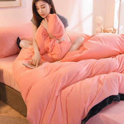 91家纺网 家纺一手货源 找家纺 慕梵 2020宽边双面水晶四件套法莱绒套件牛奶绒床品