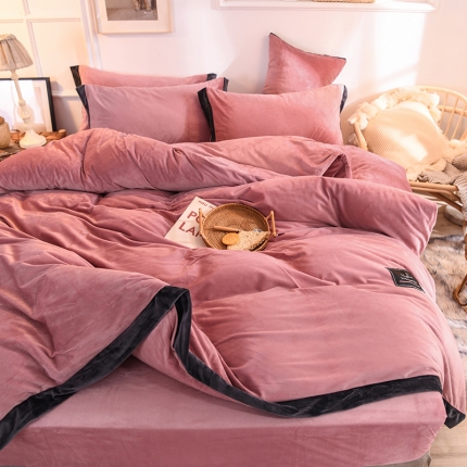 91家纺网 家纺一手货源 找家纺 慕梵 2020宽边双面水晶四件套法莱绒套件牛奶绒床品