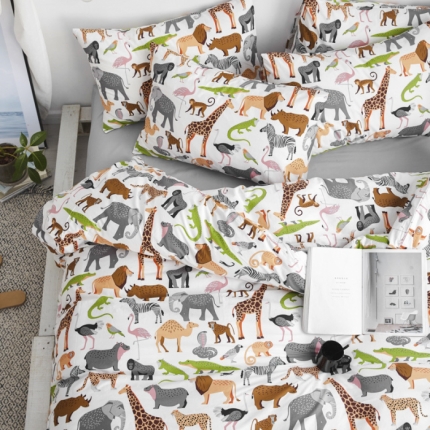 91家纺网 家纺一手货源 找家纺 棉眠 2019新款13070简约全棉四件套 马达加斯加