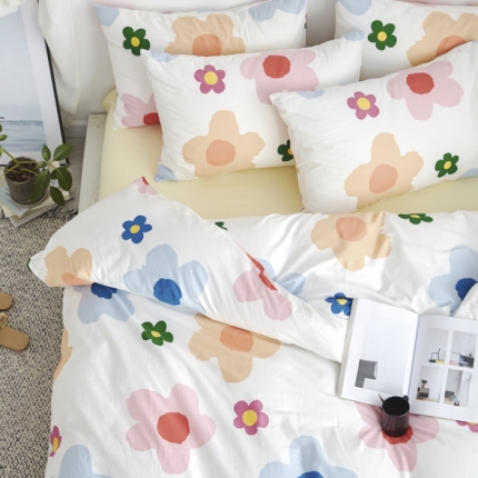 91家纺网 家纺一手货源 找家纺 棉眠 2019新款13070简约全棉四件套 少女花季