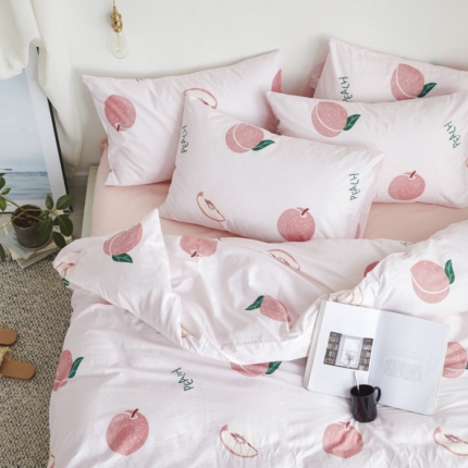 91家纺网 家纺一手货源 找家纺 棉眠 2019新款13070简约全棉四件套 小桃桃