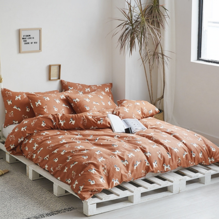 91家纺网 家纺一手货源 找家纺 （总）棉眠 2019新款13070简约全棉四件套床笠款