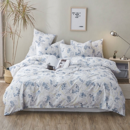 91家纺网 家纺一手货源 找家纺 （总）棉眠 2019新款13372简约全棉四件套床笠款