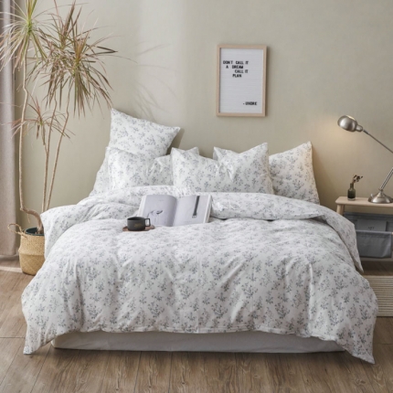 91家纺网 家纺一手货源 找家纺 棉眠 2019新款13372简约全棉四件套 初晴