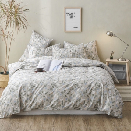 91家纺网 家纺一手货源 找家纺 （总）棉眠 2019新款13372简约全棉四件套床笠款