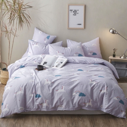 91家纺网 家纺一手货源 找家纺 棉眠 2019新款13372简约全棉四件套 甜梦